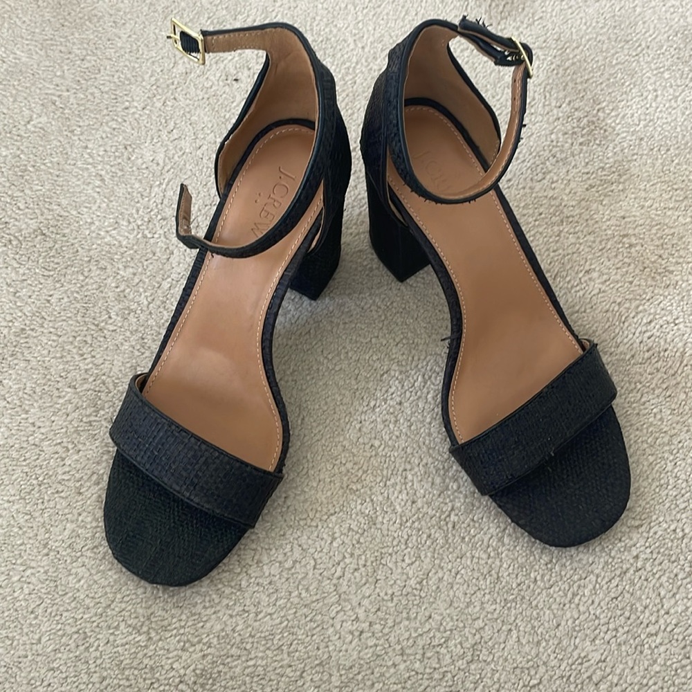 Jcrew Black Rattan heels size 9